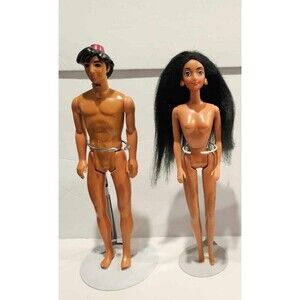 Disney Aladdin & Jasmine Barbie Dolls Mattel Lot of 2 1990s Vintage Nude